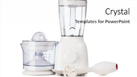  Presentation with electronics white - Amazing PPT theme having organic electronics - set of kitchen appliances isolated backdrop and a white colored foreground