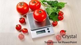  Presentation with kitchen - Cool new PPT theme with organic electronics - tomatoes with digital kitchen scales backdrop and a  colored foreground