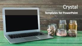  Presentation with spices - Beautiful theme featuring organic electronics - various type spices in jar backdrop and a  colored foreground