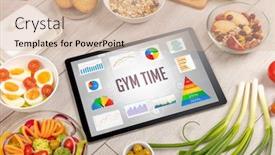  Presentation with healthy nutrition - Colorful slides enhanced with organic-food-and-tablet-pc backdrop and a soft green colored foreground