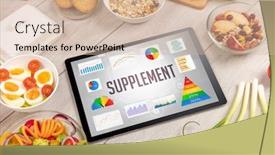  Presentation with healthy nutrition - Presentation theme enhanced with organic-food-and-tablet-pc background and a soft green colored foreground