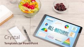  Presentation with healthy nutrition - Colorful theme enhanced with organic-food-and-tablet-pc backdrop and a lemonade colored foreground