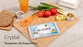  Presentation with healthy nutrition - PPT theme with organic-food-and-tablet-pc background and a soft green colored foreground