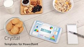  Presentation with dietitian - Slide deck having organic-food-and-tablet-pc background and a soft green colored foreground