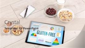  Presentation with gluten - Beautiful PPT layouts featuring organic-food-and-tablet-pc backdrop and a lemonade colored foreground