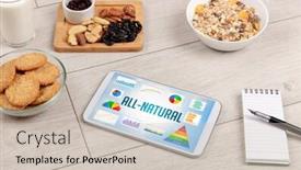  Presentation with healthy nutrition - Presentation theme consisting of organic-food-and-tablet-pc background and a soft green colored foreground