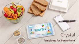  Presentation with healthy diet organic food - Cool new slide deck with organic-food-and-tablet-pc backdrop and a lemonade colored foreground