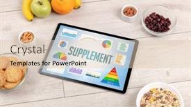  Presentation with healthy food - Colorful presentation design enhanced with organic-food-and-tablet-pc backdrop and a lemonade colored foreground