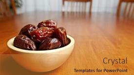  Presentation with organic - Slide deck having organic-fresh-medjool-dates background and a gold colored foreground