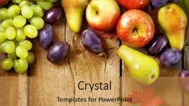  Presentation with autumn wood - PPT layouts with organic fruits over wood background background and a yellow colored foreground