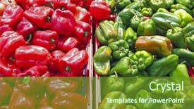  Presentation with green organic chemistry - Slide deck consisting of organic green and red sweet peppers in the supermarket background and a tawny brown colored foreground