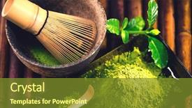  Presentation with organic cooking - Audience pleasing slide deck consisting of organic green matcha tea ceremony backdrop and a tawny brown colored foreground
