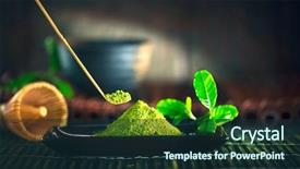  Presentation with japanese green tea - Slides enhanced with organic green matcha tea ceremony background and a tawny brown colored foreground