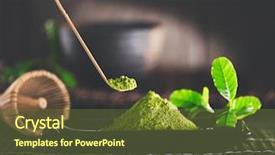  Presentation with beverage tea - Audience pleasing slides consisting of organic green matcha tea ceremony backdrop and a tawny brown colored foreground