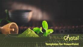  Presentation with beverage tea - Cool new PPT theme with organic green matcha tea ceremony backdrop and a tawny brown colored foreground
