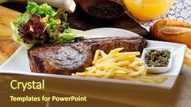  Presentation with potato chips - Audience pleasing slide deck consisting of organic grilling - freshly grilled tomahawk steaks backdrop and a tawny brown colored foreground