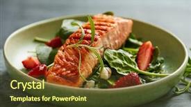  Presentation with salmon grilled fish salmon grilled - Cool new PPT theme with organic grilling - spinach and strawberry salad backdrop and a tawny brown colored foreground