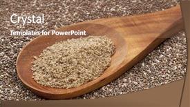 Presentation with spoon - PPT theme consisting of organic ground chia seed background and a coral colored foreground