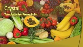  Presentation with organic - PPT layouts featuring organic healthy vegetables and fruits background and a tawny brown colored foreground
