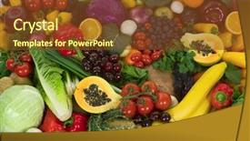  Presentation with organic - Theme with organic healthy vegetables and fruits background and a tawny brown colored foreground