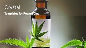  Presentation with hemp oil - Slide set with organic-hemp-oil-bottle background and a tawny brown colored foreground