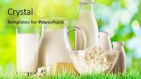  Presentation with milk dairy - Theme featuring organic milk product background and a yellow colored foreground