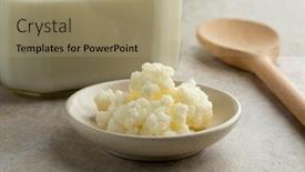  Presentation with probiotic - PPT layouts consisting of organic-probiotic-milk-kefir-grains background and a coral colored foreground
