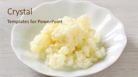  Presentation with kefir - PPT theme consisting of organic probiotic milk kefir grains background and a soft green colored foreground