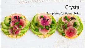  Presentation with organic fetilizer - PPT theme with organic quinoa cakes with avocado background and a white colored foreground