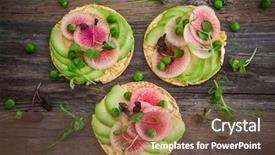  Presentation with vegan organic farming - PPT layouts with organic quinoa cakes with avocado background and a tawny brown colored foreground