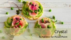  Presentation with quinoa - Theme featuring organic quinoa cakes with avocado background and a yellow colored foreground