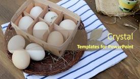  Presentation with old style - PPT theme with organic-raw-chicken-eggs background and a violet colored foreground
