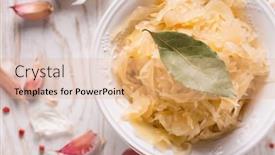  Presentation with cabbage - Slide set with organic-sauerkraut-pickled-cabbage background and a coral colored foreground