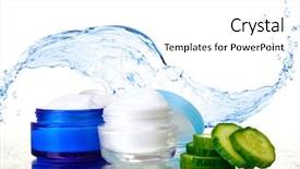  Presentation with cucumber cream - Slides enhanced with organic skin - cream and fresh sliced cucumber background and a white colored foreground