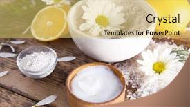  Presentation with cosmetics natural - Theme consisting of organic skin - natural ingredients for homemade cosmetics background and a yellow colored foreground