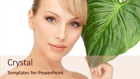  Presentation with green leaf - Beautiful slide deck featuring organic skin - picture of woman with green backdrop and a  colored foreground