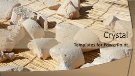  Presentation with milk product - Beautiful PPT theme featuring mongolian dairy product aaruul backdrop and a coral colored foreground