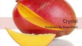  Presentation with mango - PPT layouts consisting of ripe appetizing mango isolated on white background and a red colored foreground