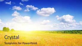  Presentation with sun rays on blue sky - PPT theme enhanced with organic solar energy - sun field and blue sky background and a  colored foreground