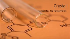 Presentation with test tubes - PPT theme having organic synthesis - test tubes and reaction formula background and a coral colored foreground