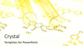  Presentation with test tubes - Slide deck with organic synthesis - test tubes and reaction formula background and a cream colored foreground