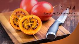  Presentation with cutting board - Slide deck with organic-tamarillo-tree-tomato-solanum background and a red colored foreground