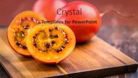  Presentation with cutting board - Colorful PPT theme enhanced with organic-tamarillo-tree-tomato-solanum backdrop and a red colored foreground