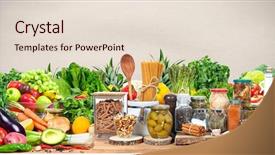  Presentation with organic - Slide deck having organic vegetables and fruits background and a lemonade colored foreground