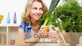  Presentation with grocery bag - Audience pleasing presentation theme consisting of organic vegetables in grocery bag backdrop and a coral colored foreground