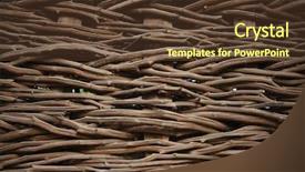  Presentation with woven - Beautiful presentation design featuring organic woven willow wicker fence backdrop and a tawny brown colored foreground
