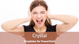  Presentation with closed - Audience pleasing presentation theme consisting of organigrama - angry irritated young woman backdrop and a coral colored foreground
