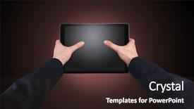  Presentation with empty - Presentation featuring organigrama - hand using tablet with no background and a wine colored foreground