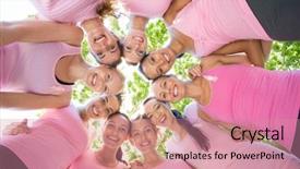  Presentation with cancer care - Slide deck featuring organising event for breast cancer background and a coral colored foreground