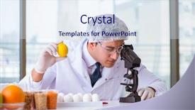  Presentation with protein scoop sports nutrition food - Colorful PPT theme enhanced with organisme genetiquement modifie - nutrition expert testing food products backdrop and a  colored foreground